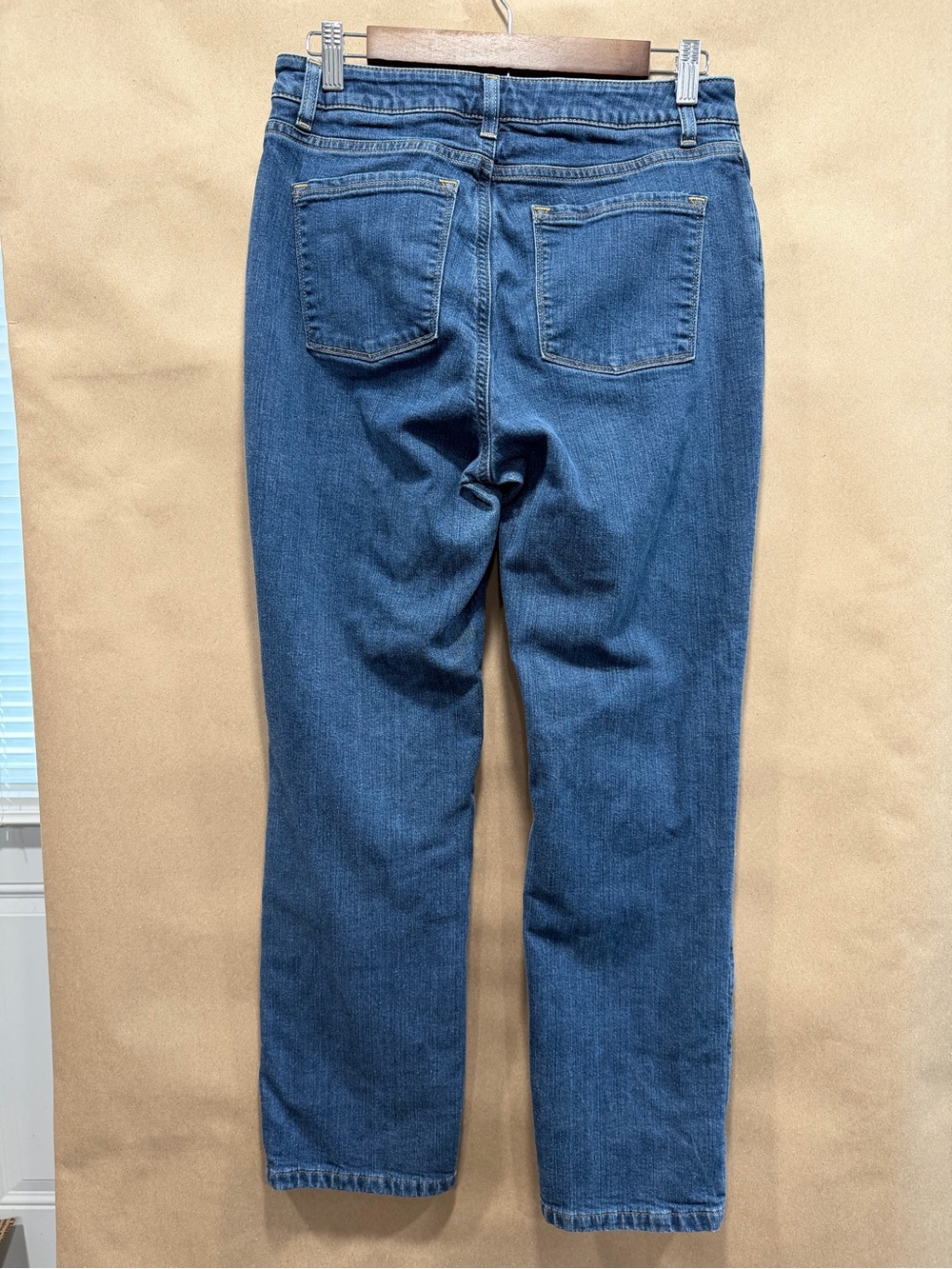 L.L. Bean Women's Straight-Leg Jeans in Mid Blue - Picture 2 of 4